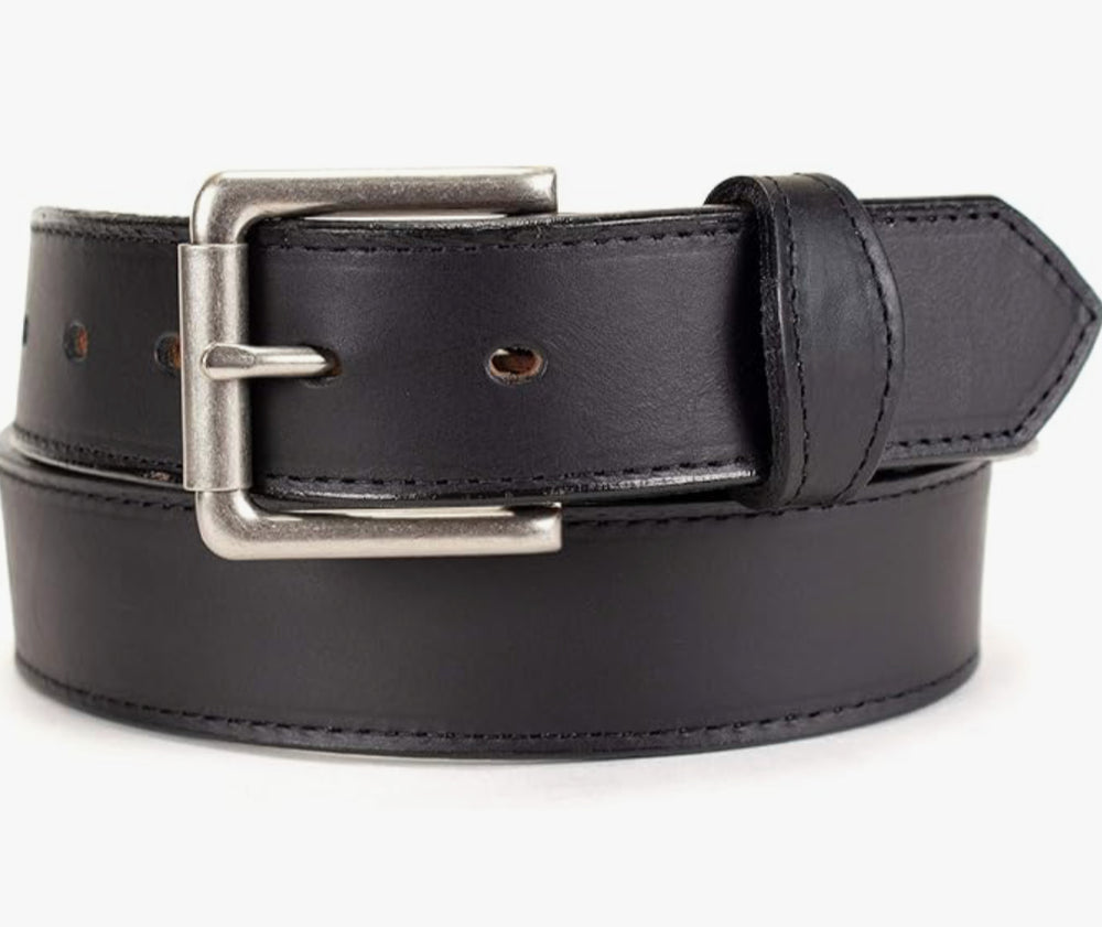 Black Oil Tanned Belt with Scallops