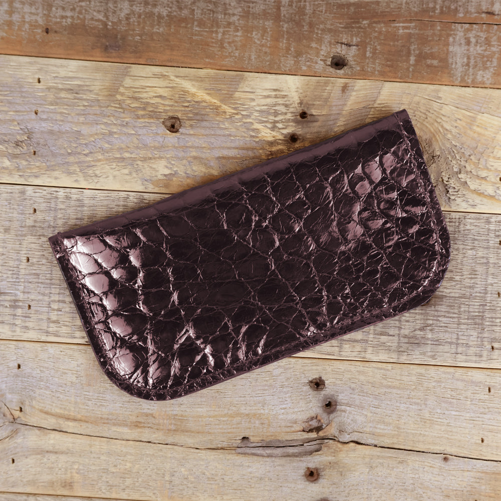 Alligator Full Gloss Brown Glasses Case