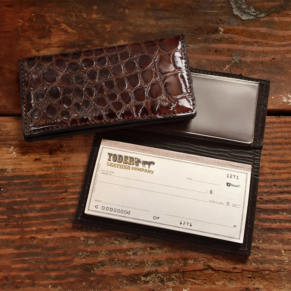 Alligator Matte Brown Checkbook