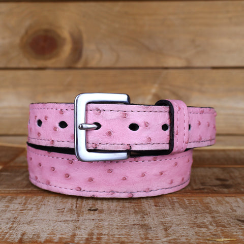 Women's Pink Ostrich Belt 1.25"