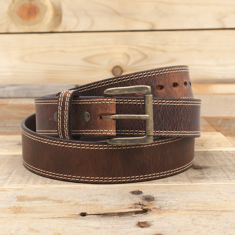 The Double Montana - Distressed Double Layer Leather Belt 1.5"