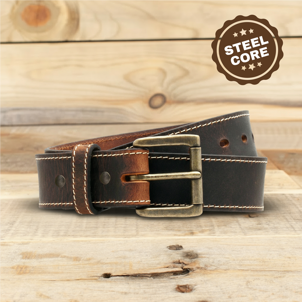The Montana Steel Core- Distressed Steel Core Leather Belt 1.5"