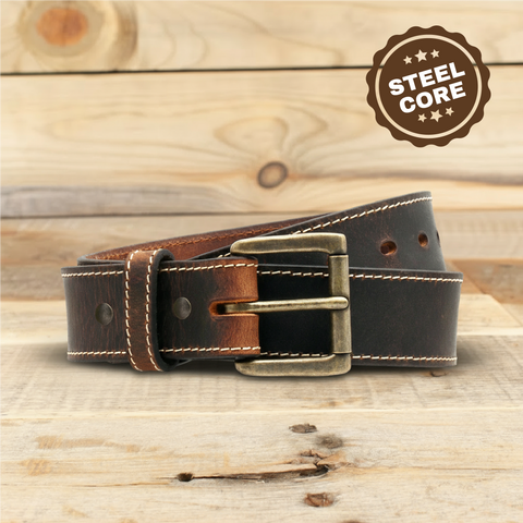 The Montana Steel Core- Distressed Steel Core Leather Belt 1.5"