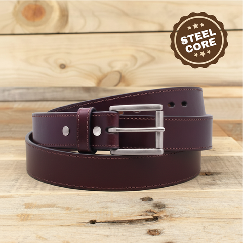 The Ridge Steel Core - Steel Core Brown Leather Belt 1.5"