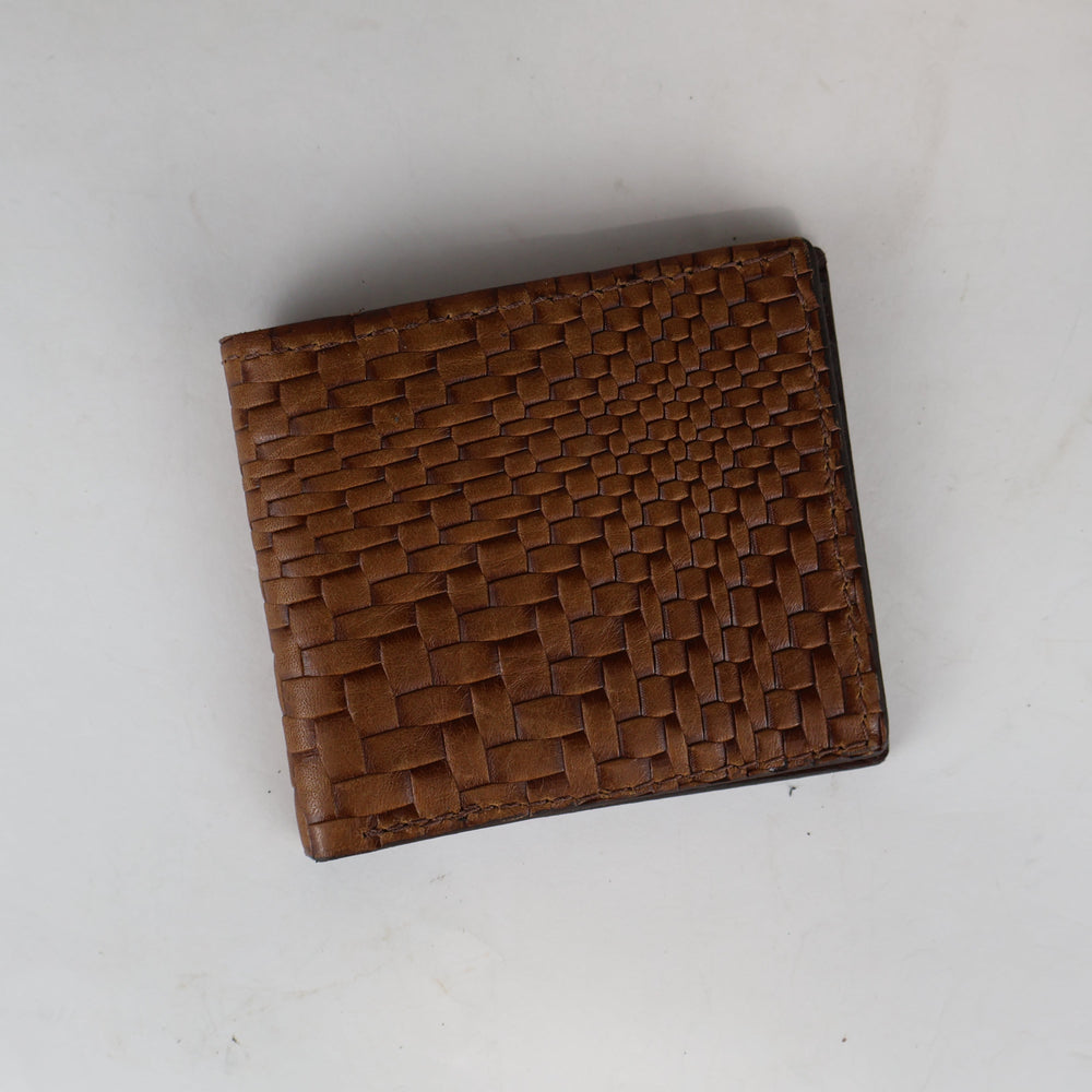 Basket Weave Brown Hipster Wallet - SALE ITEM -