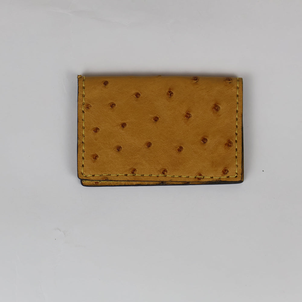 Yellow Ostrich Card Case Wallet - Sale Item