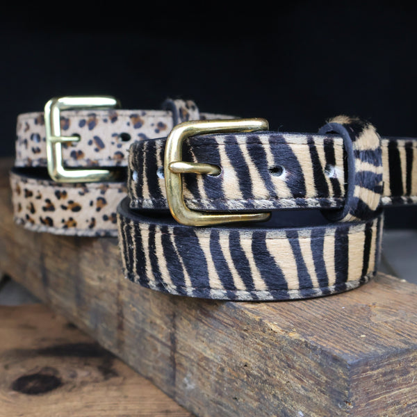 Furry Tiger Print Cowhide Leather Belt – Yoder Leather Company display picture 1