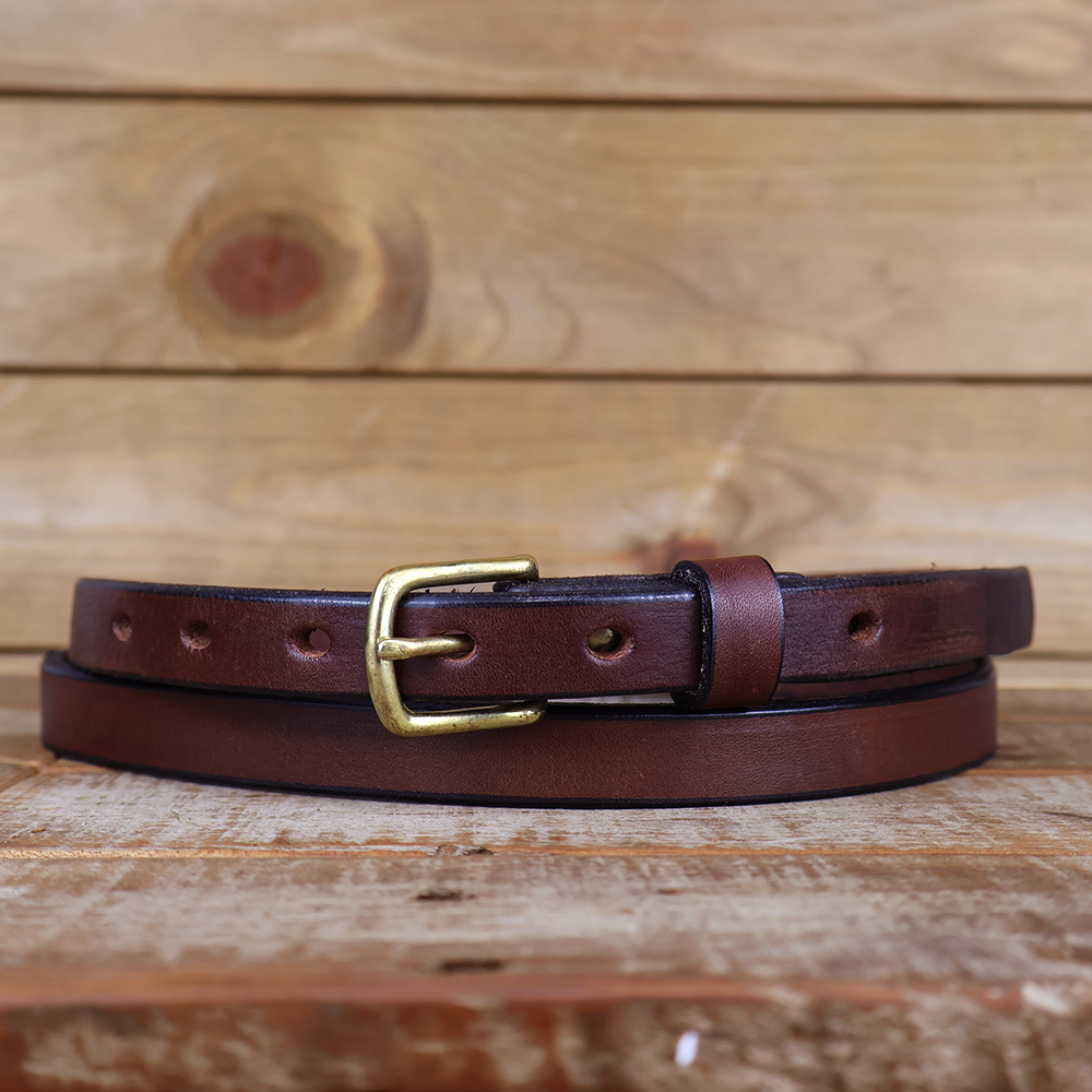 Women's Smooth Brown Leather Belt 0.75"