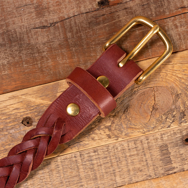 Brown Hand Braided Amish Leather Belt Yoder Leather Company