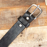 Smooth Black Leather Belt & Cowhide Money Clip Wallet Combo