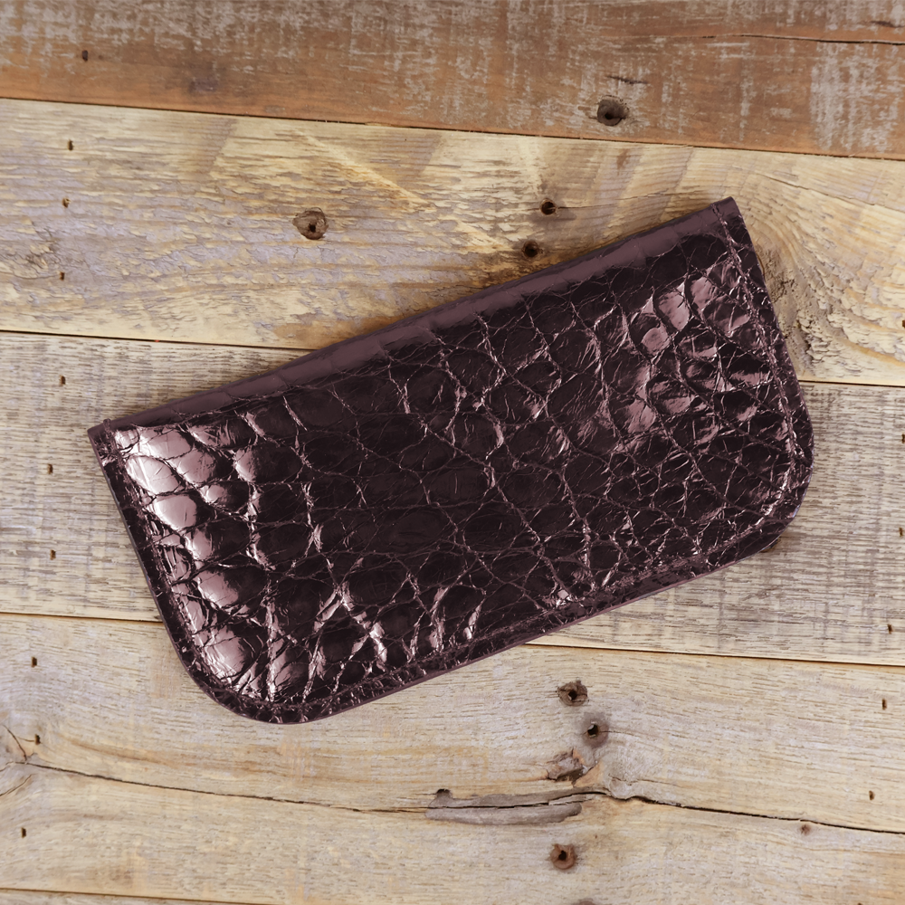 Alligator Full Gloss Brown Glasses Case