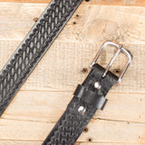 Black Basketweave Embossed Belt