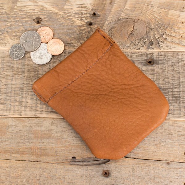Amish Hand Made Brown Bison / American Buffalo Coin Pouch