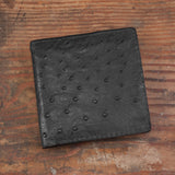 Black Ostrich Skin Hipster Leather Wallet