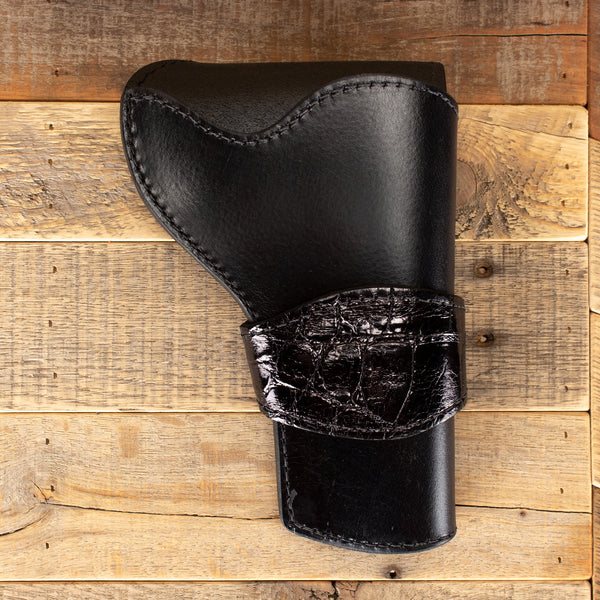 Amish Made Black Alligator Banded Western Revolver Holster Yoder