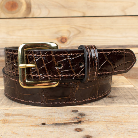 Alligator Leather Belt Brown