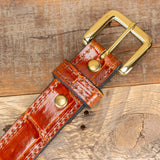 Men's Alligator Cognac Leather Belt