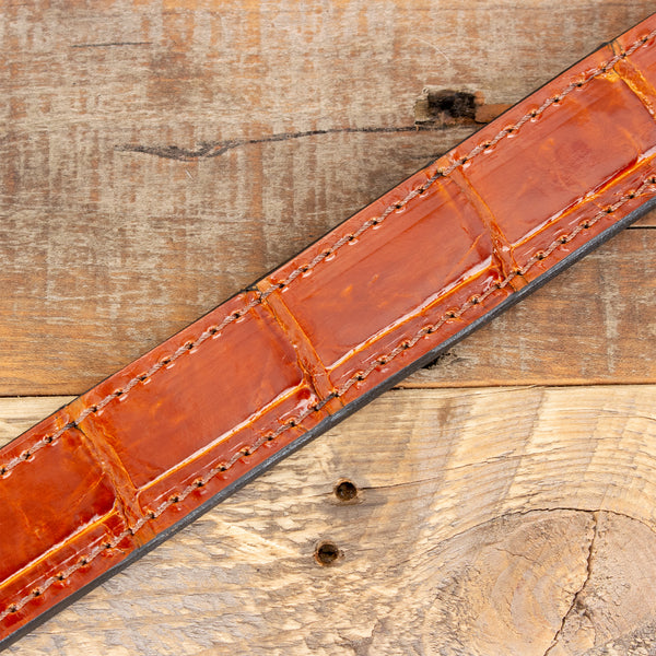 Cognac Alligator Leather Belt - Real Gator Skin – Yoder Leather Company