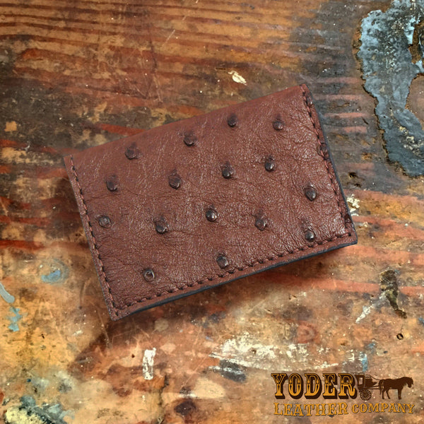 Vintage Ostrich Leather Credit Card Holder - Gem