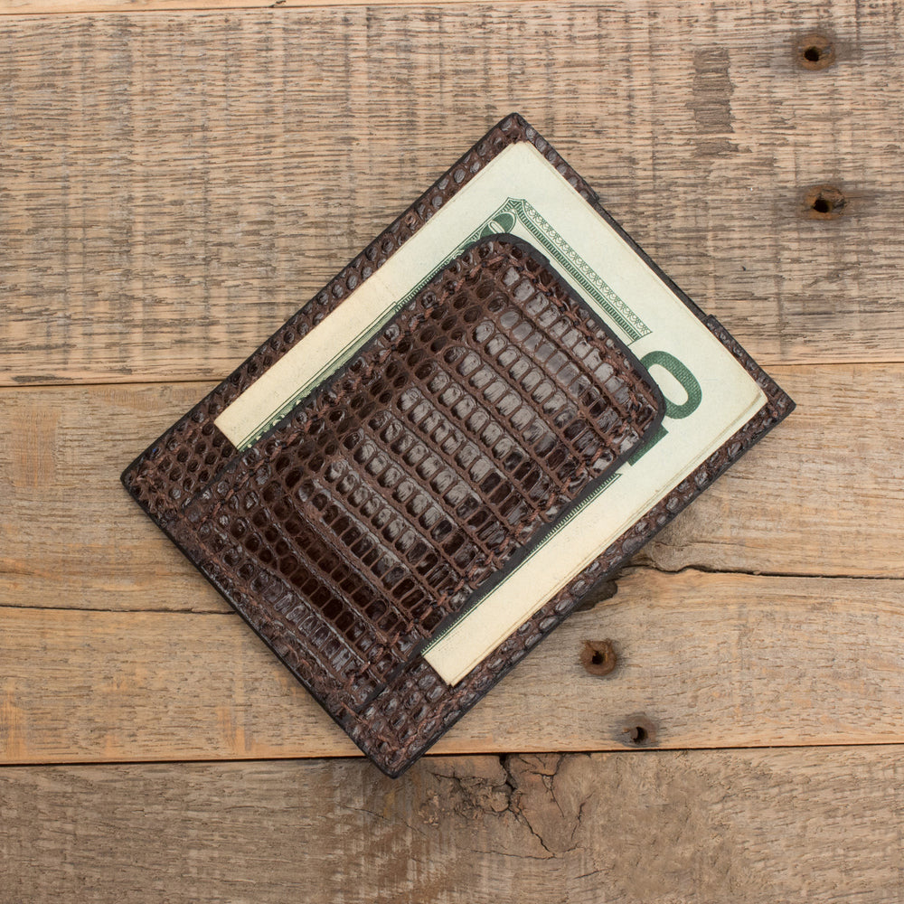 Brown Lizard Money Clip Magnetic Wallet