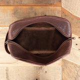 Dark Brown Shrunken Bison Cosmetic Bag