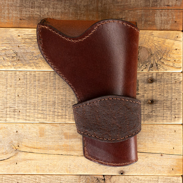Amish Made Brown Elephant Banded Western Revolver Holster Yoder
