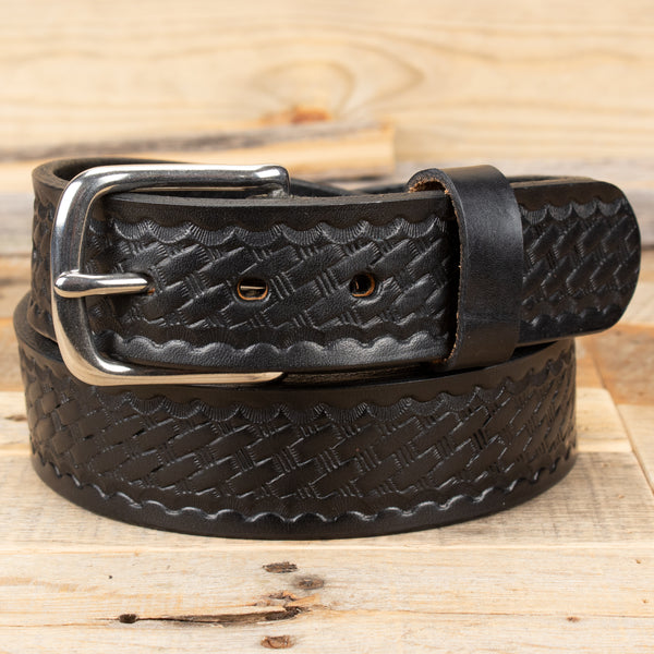 Black Braided Leather Belt