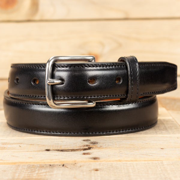 Black Italian Raised Center Leather Dress Belt Black / 1 1/4" Wide / 50" Waist 52" Belt Black Italian Raised Center Leather Dress Belt Black / 1 1/4" Wide / 50" Waist 52" Belt