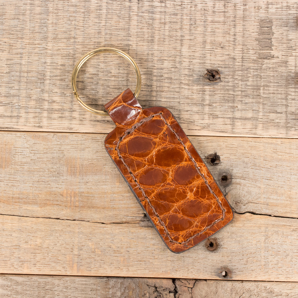 Alligator Cognac Leather Key Fob Hanger Chain
