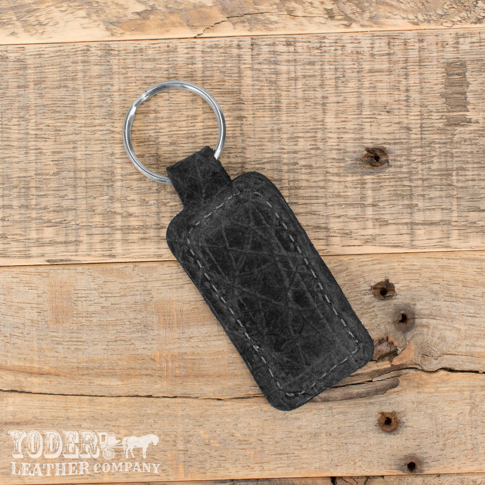 Black Hippo Leather Key Fob