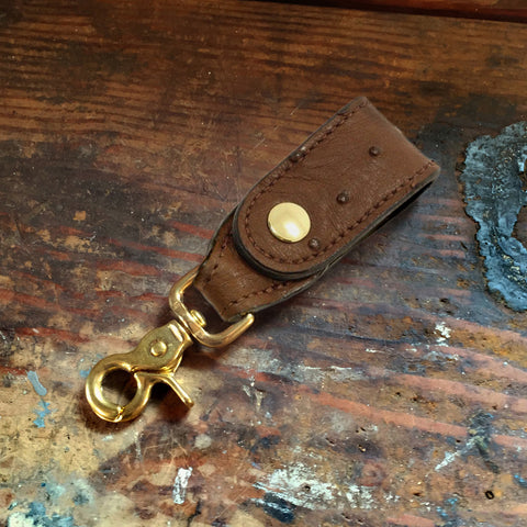 Brown Ostrich Leather Key Hanger