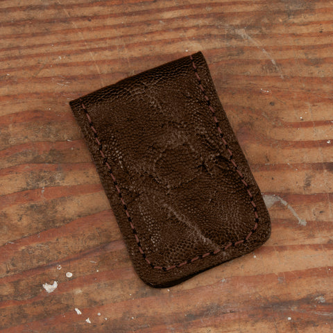 Dark Brown Elephant Hide Leather Money Clip