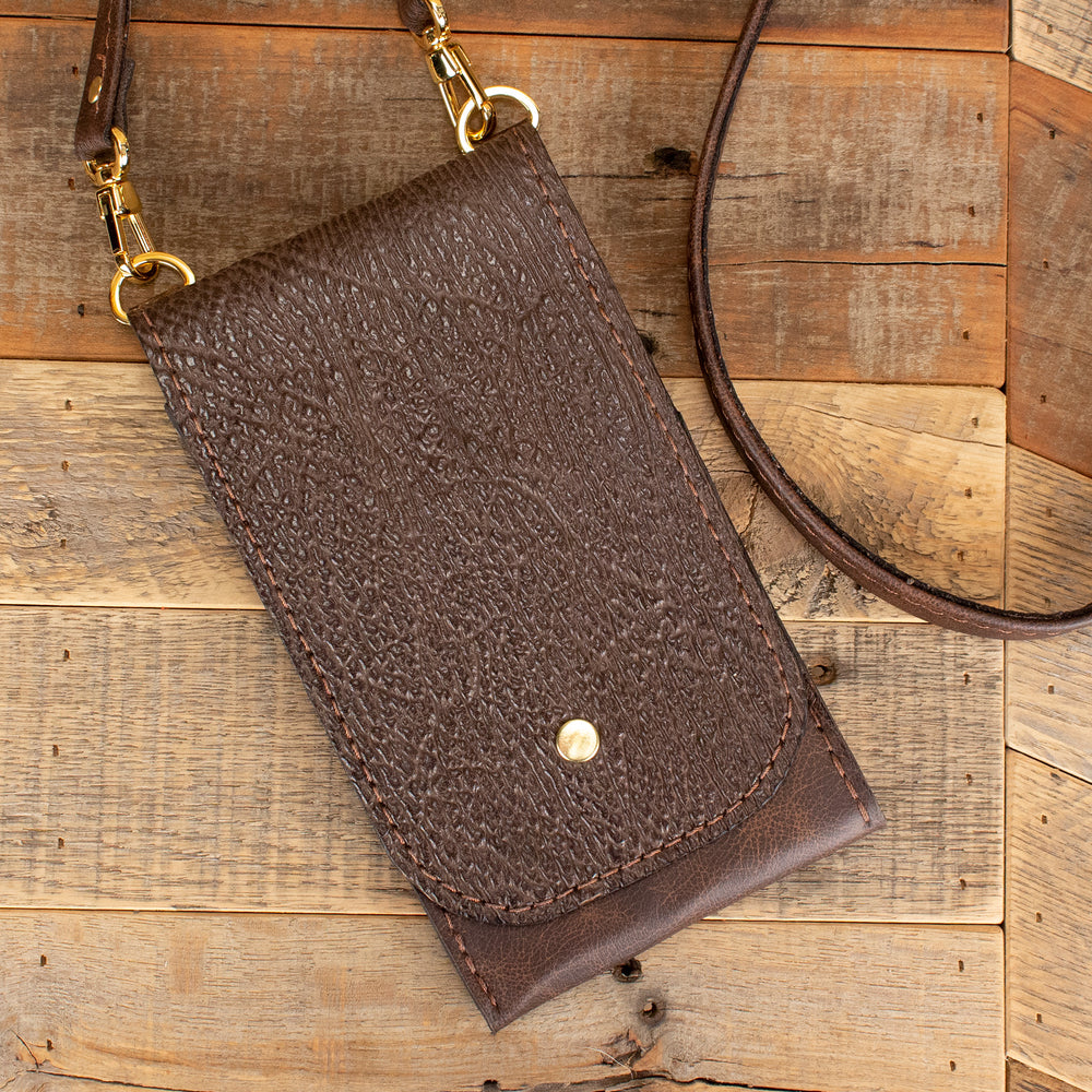 Women's Dark Brown Shark Leather Phone Wallet