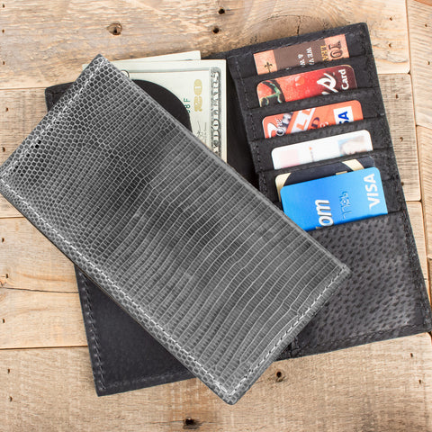 Gray Lizard Checkbook Wallet