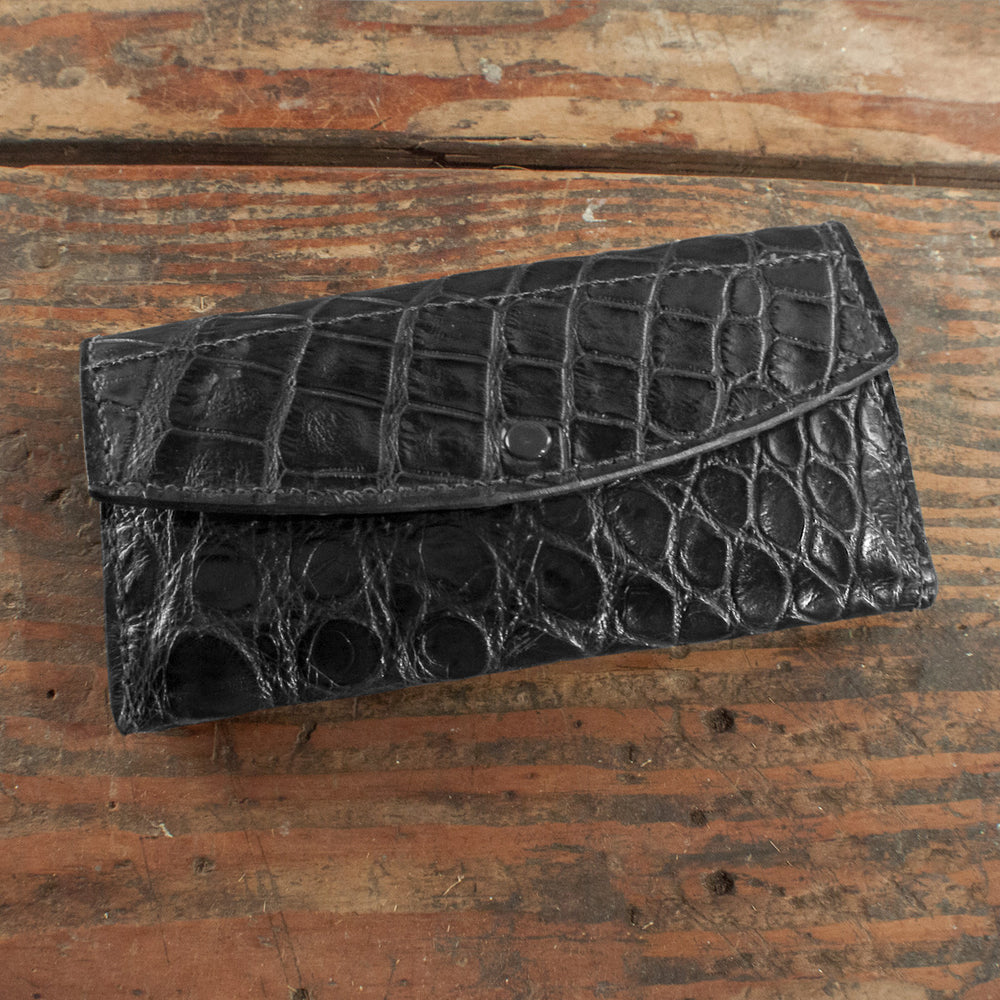 Black Alligator Skin Women's Clutch Purse