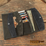 Black lizard skin clutch