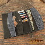 Gray Lizard Clutch Handbag Wallet