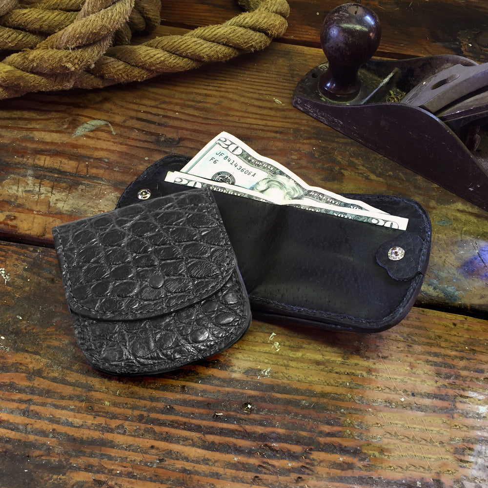 Black Alligator Cab Wallet Taxi Style Leather