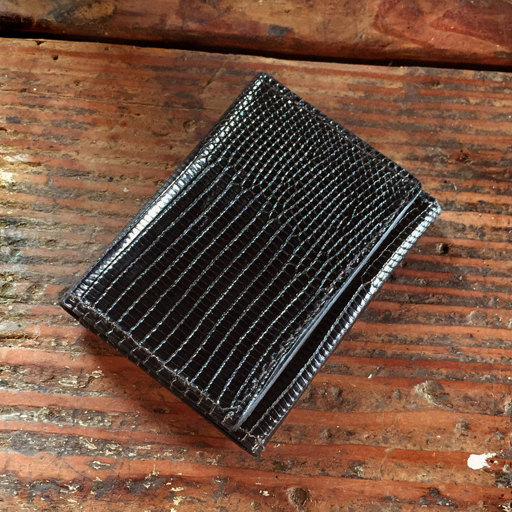 Black Tegu Lizard Trifold Wallet