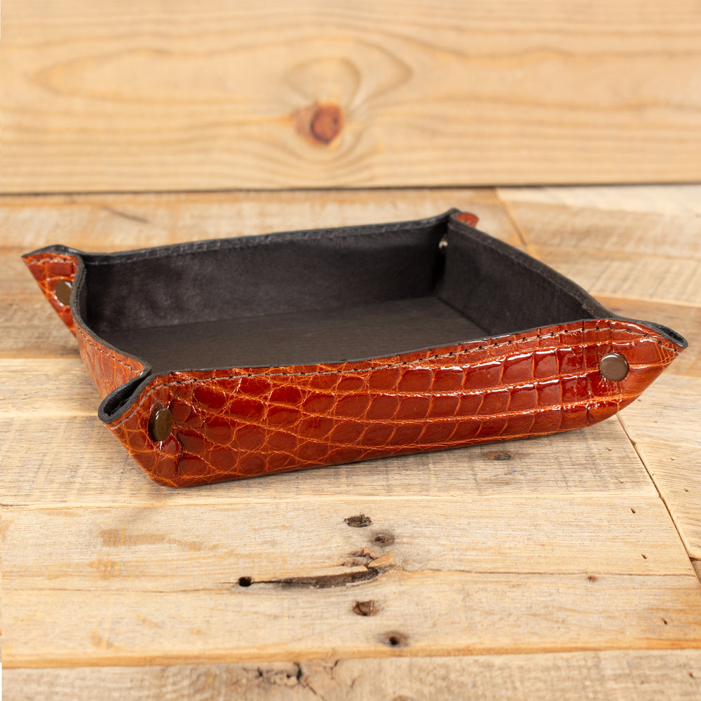 Valet Tray - Cognac Alligator
