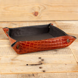 Valet Tray - Cognac Alligator