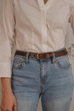 Women's Smooth Brown Leather Belt 0.75"