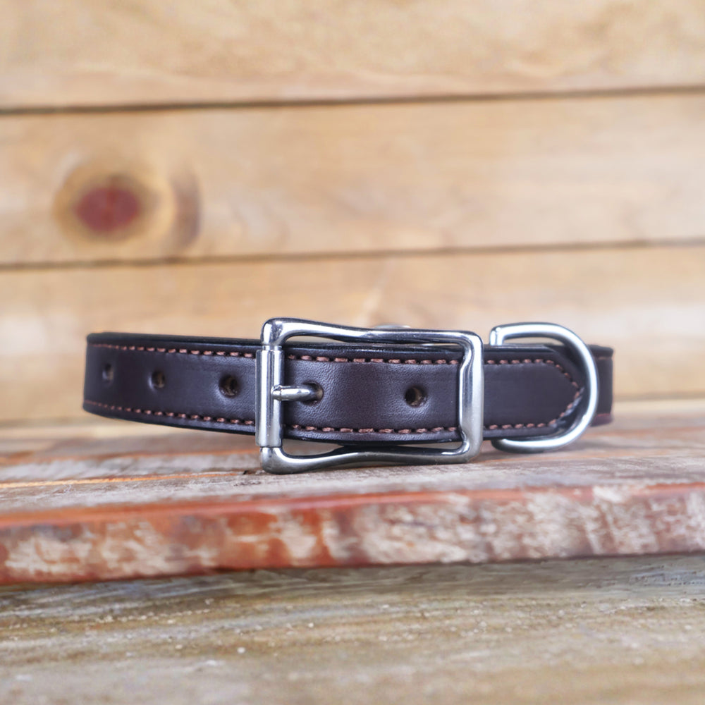 Premium Padded Center Ring Leather Dog Collar