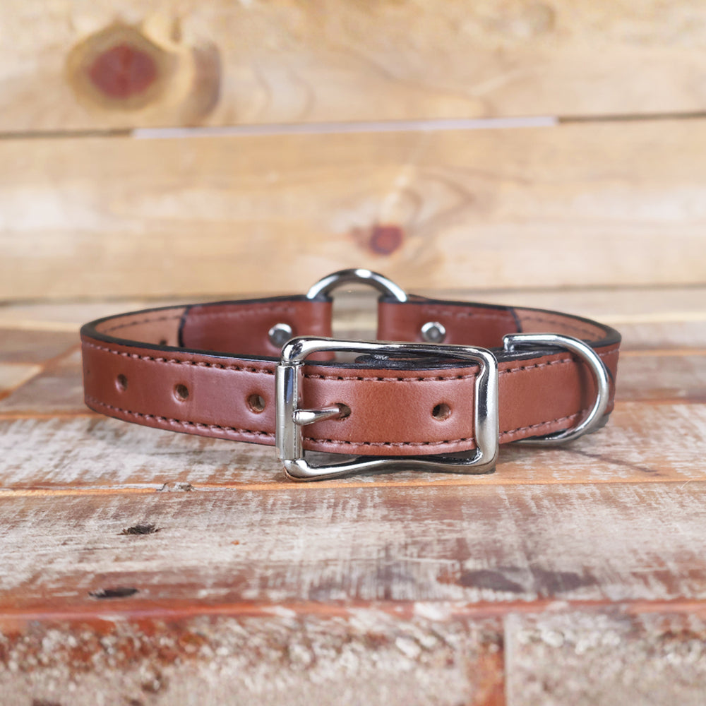 Center Ring Leather Dog Collar