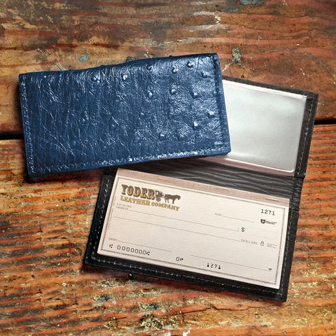 Ostrich Checkbook Cover-Yoder Leather Company