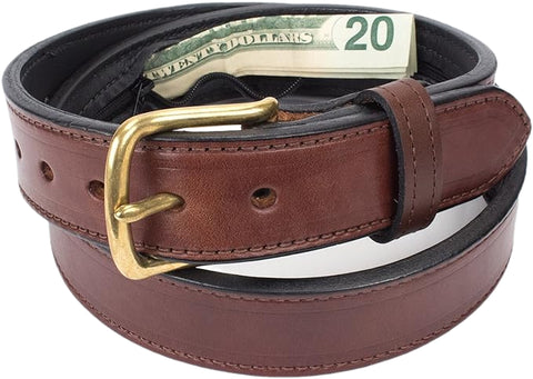 Stitched Brown Money Belt For Men