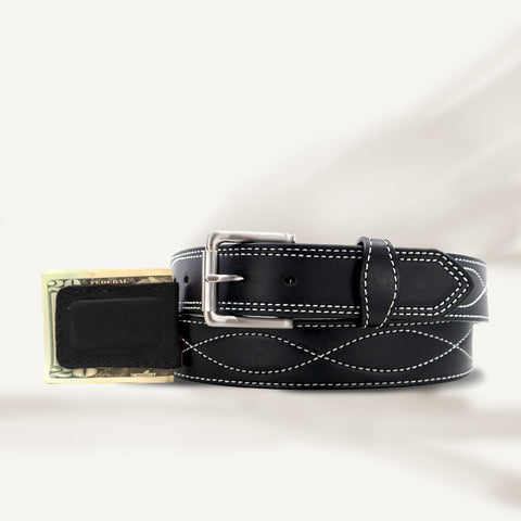 Black Figure 8 Belt & Cowhide Cash Clip Combo