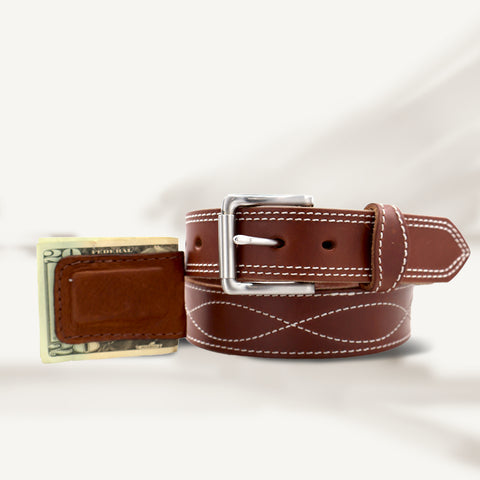 Waxed Brown Figure 8 Belt & Cowhide Cash Clip Combo