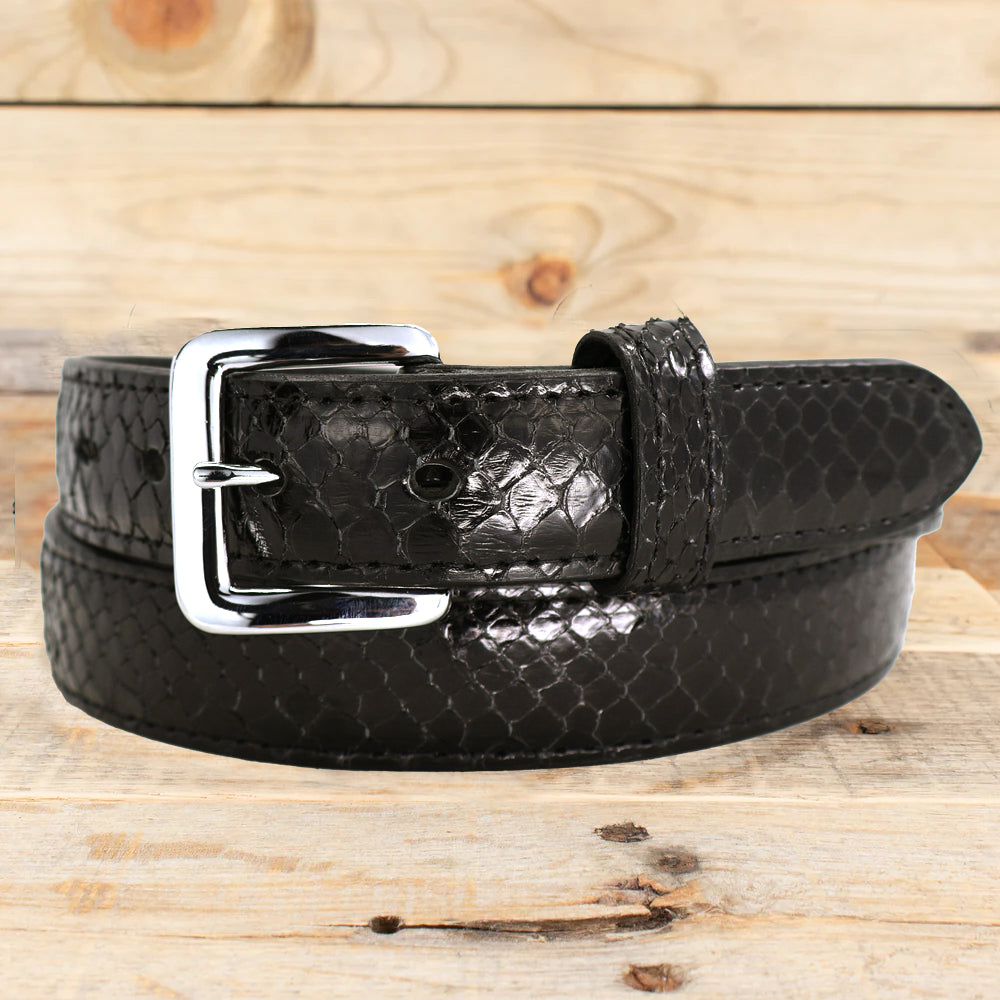 Python Glossy Black Belt-Yoder Leather Company