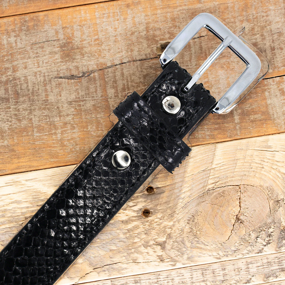 Python Glossy Black Belt-Yoder Leather Company